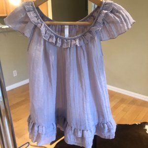 Flowy, Flirty, Ruffled, Off-Shoulder, Semi-Sheer Crop Top - EXCELLENT CONDITION